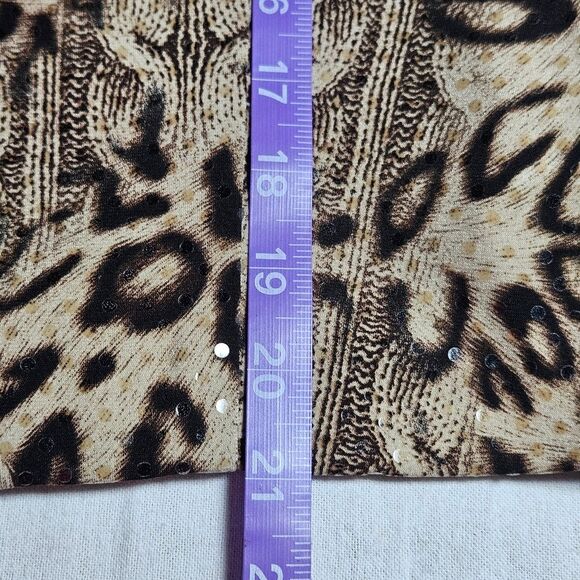 Joseph Ribkoff Sequin Brown & Tan Animal Print Double Zip Jacket Lined Blouse - Picture 11 of 14